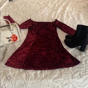 Off The Shoulder Red Velvet Hollister dress